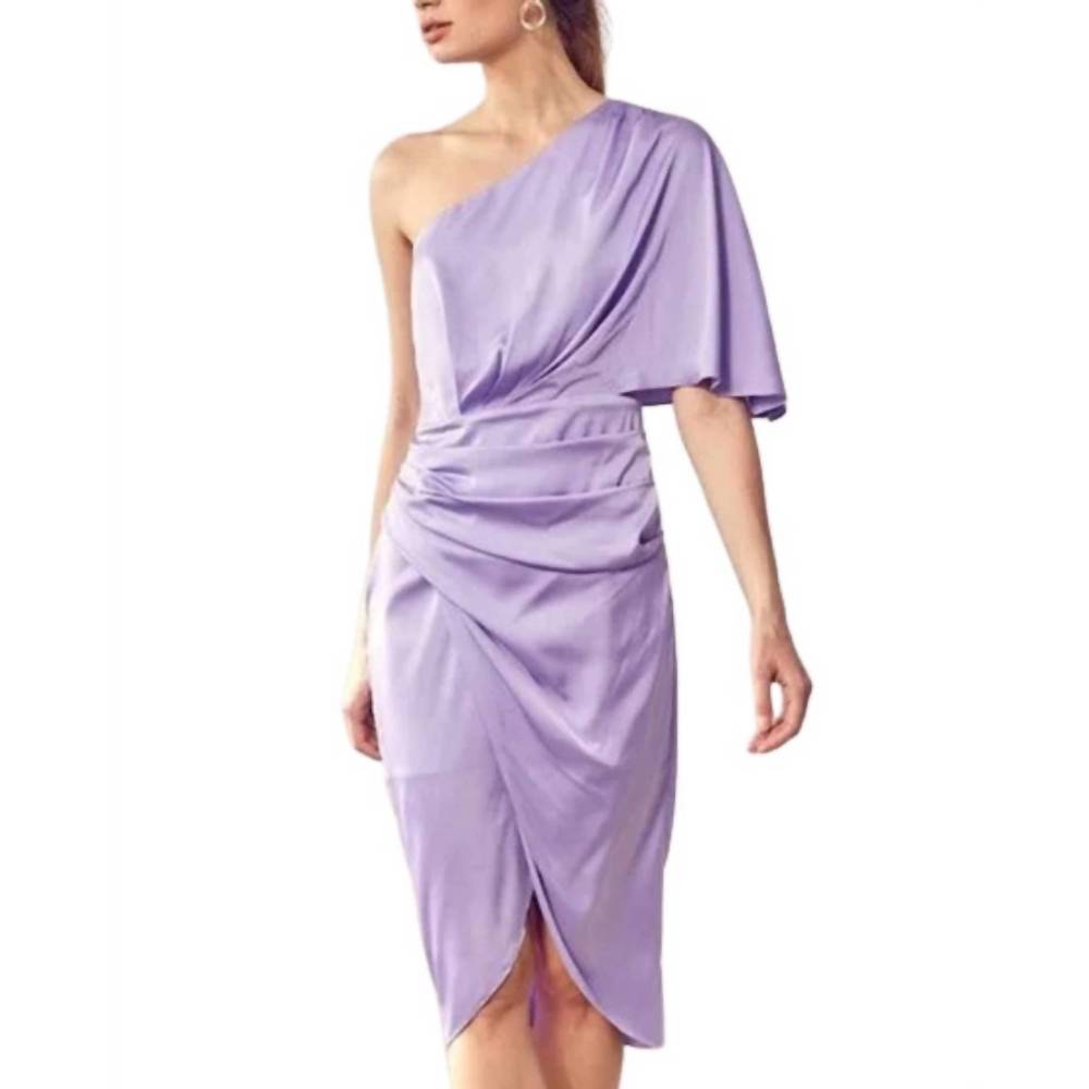NEW DO+BE one shoulder ruched midi dress in lavender
